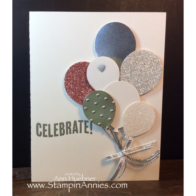 Birthday Balloon Card in Silver 2016