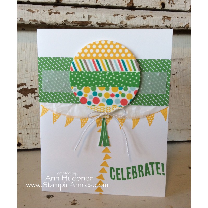 Washi Tape Balloon Card - Cucumber Crush